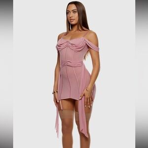 Elegant Princess Pink Off-Shoulder Lingerie Dress
